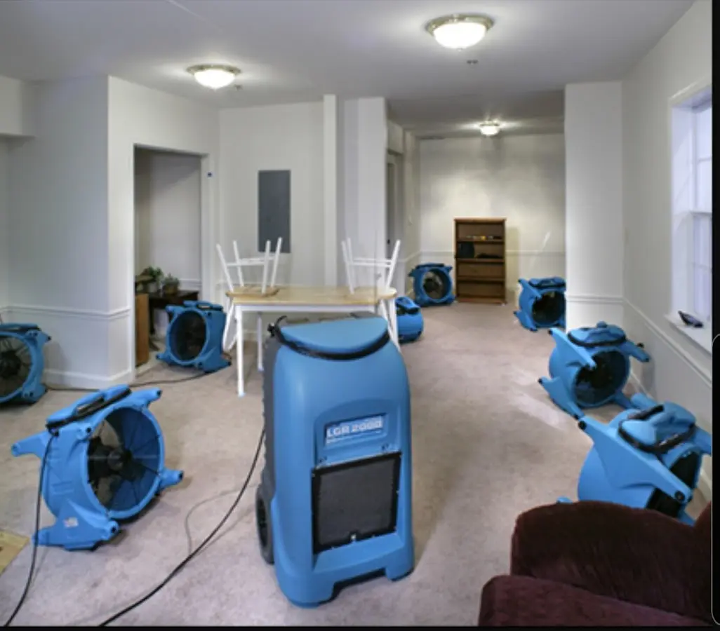 Air movers and dehumidifier setup for Water Extraction & Removal in Tarrant