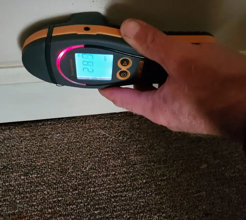 Moisture detection at baseboard during Sewage Cleanup & Sanitation in Tarrant